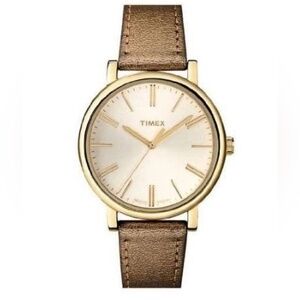 Timex Brown & Gold Toned Classy Water Resistant Wristwatch w/ Adjustable Band